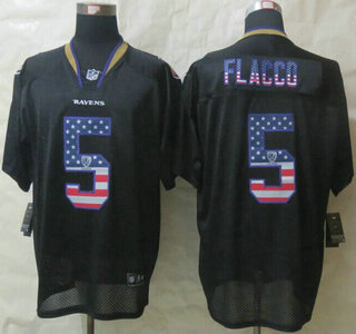 Nike Baltimore Ravens #5 Joe Flacco 2014 USA Flag Fashion Black Elite Jersey