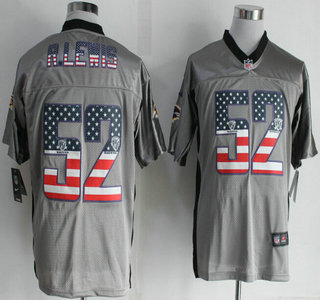 Nike Baltimore Ravens #52 Ray Lewis 2014 USA Flag Fashion Gray Elite Jersey