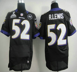 Nike Baltimore Ravens #52 Ray Lewis Black 2013 Super Bowl with Art Patch Elite Jersey