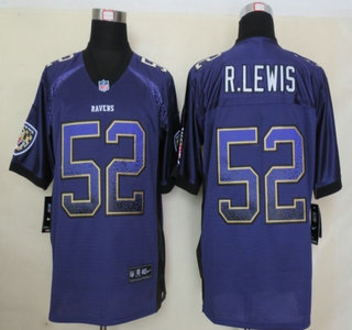 Nike Baltimore Ravens #52 Ray Lewis Drift Fashion Purple Elite Jersey