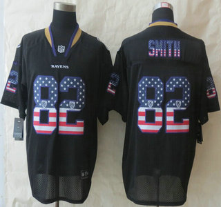 Nike Baltimore Ravens #82 Torrey Smit 2014 USA Flag Fashion Black Elite Jersey
