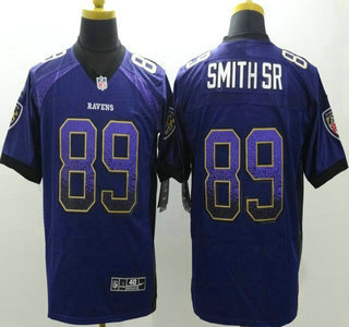 Nike Baltimore Ravens #89 Steve Smith Sr Drift Fashion Purple Elite Jersey