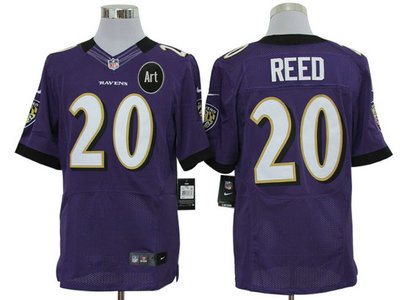 Nike Baltimore Ravens 20 Rd Reed Purple Art Patch NFL Elite Jerseys
