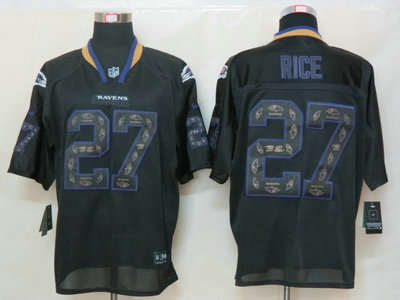 Nike Baltimore Ravens 27 Ray Rice Lights Out Black Elite Jerseys