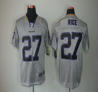 Nike Baltimore Ravens 27 Ray Rice Lights Out Black Name Grey Elite Jersey