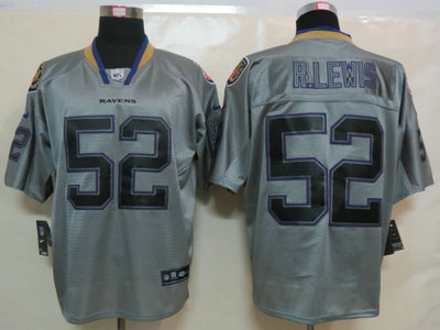 Nike Baltimore Ravens 52 R.Lewis Lights Out Grey Elite Jersey