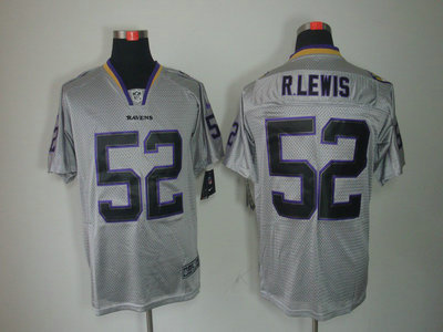 Nike Baltimore Ravens 52 Ray Lewis Lights Out Black Name Grey Elite Jerseys