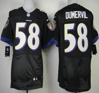 Nike Baltimore Ravens #58 Elvis Dumervil Black 2013 Nike NFL Elite Jersey