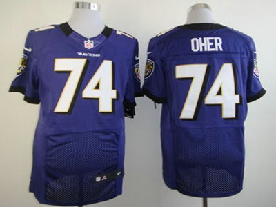 Nike Baltimore Ravens 74 Michael Oher Purple Elite Jersey