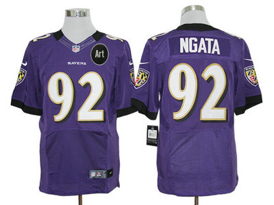 Nike Baltimore Ravens 92 Haloti Ngata Purple Art Patch NFL Elite Jerseys