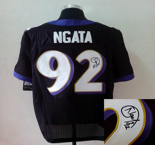 Nike Baltimore Ravens 92 Haloti Ngata Black Signed Elite Jersey