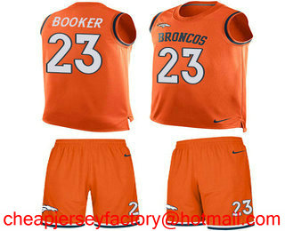Nike Broncos #23 Devontae Booker Orange Team Color Men's Stitched NFL Limited Tank Top Suit Jersey