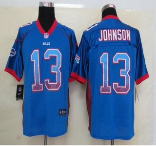 Nike Buffalo Bills #13 Steve Johnson Drift Fashion Blue Elite Jersey