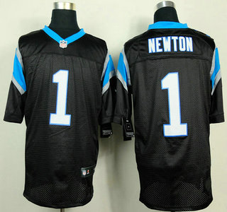 Men's Carolina Panthers #1 Cam Newton Black Team Color NFL Nike Elite Jersey