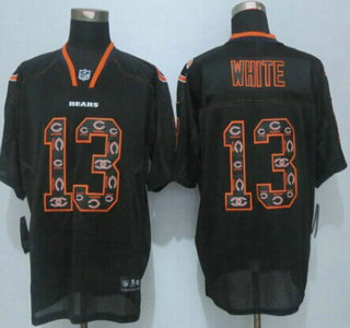 Nike Chicago Bears #13 Kevin White Lights Out Black Ornamented Elite Jersey