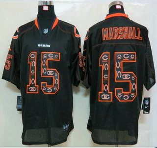 Nike Chicago Bears #15 Brandon Marshall Lights Out Black Ornamented Elite Jersey