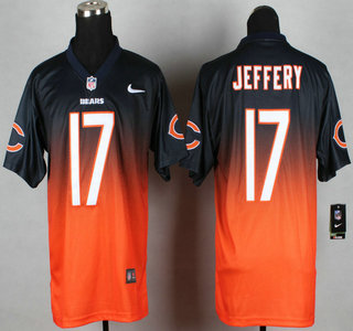 Nike Chicago Bears #17 Alshon Jeffery Navy Blue With Orange Fadeaway Elite Jersey