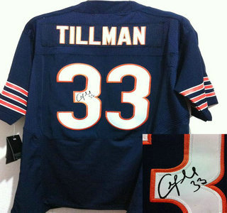 Nike Chicago Bears #33 Charles Tillman Blue Signed Elite NFL Jerseys