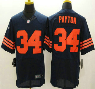 Nike Chicago Bears #34 Walter Payton Blue With Orange Elite Jersey