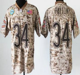Nike Chicago Bears #34 Walter Payton Salute to Service Digital Camo Elite Jersey