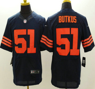 Nike Chicago Bears #51 Dick Butkus Blue With Orange Elite Jersey