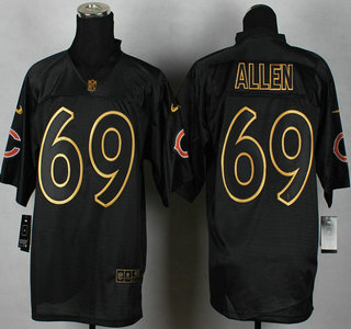 Nike Chicago Bears #69 Jared Allen 2014 All Black With Gold Elite Jersey