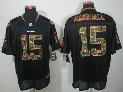 Nike Chicago Bears 15 Brandon Marshall Black Camo Fashion Elite NFL Jerseys Camo Number