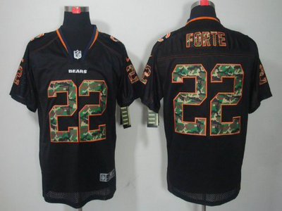 Nike Chicago Bears 22 Matt Forte Black With Camo Elite Jersey