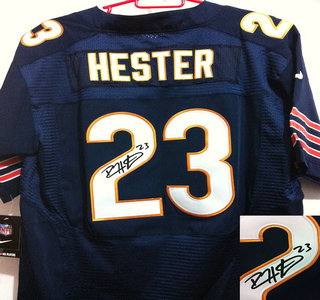 Nike Chicago Bears 23 Devin Hester Blue Signed Elite Jerseys