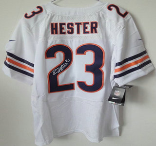 Nike Chicago Bears 23 Devin Hester White Signed Elite Jersey