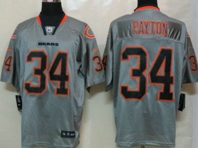 Nike Chicago Bears 34 Walter Payton Lights Out Gray Elite Jersey