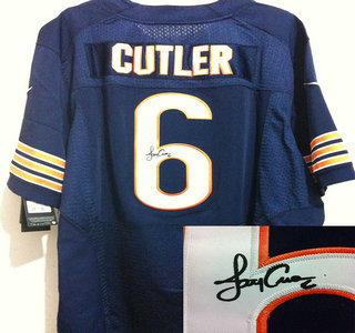 Nike Chicago Bears 6 Jay Cutler Blue Signed Elite Jerseys
