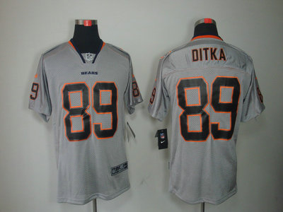 Nike Chicago Bears 89 Mike Ditka Lights Out Grey Elite Jerseys