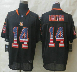 Nike Cincinnati Bengals #14 Andy Dalton 2014 USA Flag Fashion Black Elite Jersey
