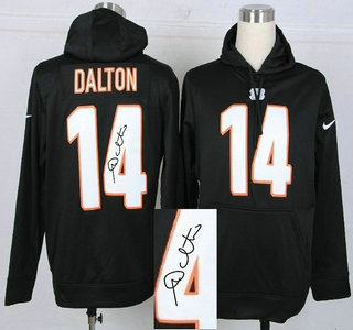 Nike Cincinnati Bengals #14 Andy Dalton Black Signed Hoody