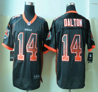 Nike Cincinnati Bengals #14 Andy Dalton Drift Fashion Black Elite Jersey