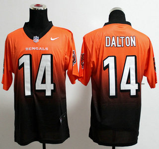 Nike Cincinnati Bengals #14 Andy Dalton Drift Fashion II Orange With Black 2013 Elite Jersey