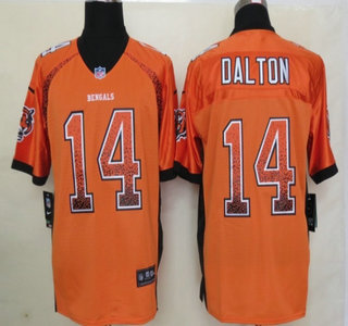 Nike Cincinnati Bengals #14 Andy Dalton Drift Fashion Orange Elite Jersey