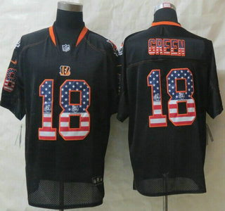 Nike Cincinnati Bengals #18 A.J. Green 2014 USA Flag Fashion Black Elite Jersey