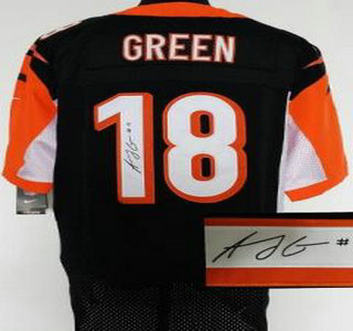Nike Cincinnati Bengals #18 A.J. Green Black Elite Signed  Jersey