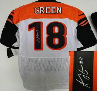 Nike Cincinnati Bengals #18 A.J. Green White Elite Signed Jersey
