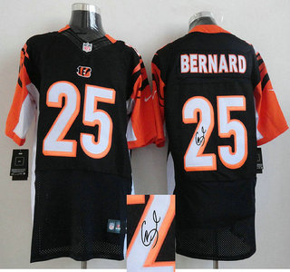 Nike Cincinnati Bengals #25 Giovani Bernard Black Elite Signed Jersey