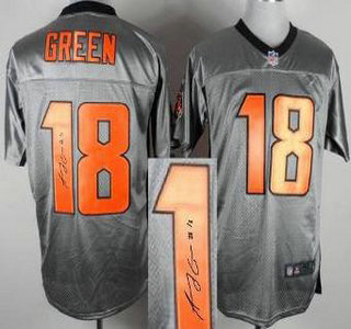 Nike Cincinnati Bengals #18 A.J. Green Elite Grey Shadow Signed NFL Jersey