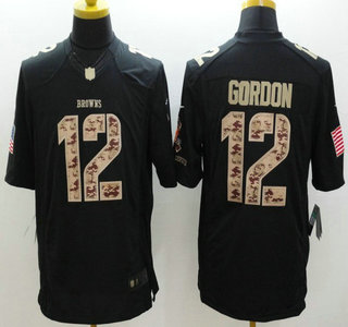 Nike Cleveland Browns #12 Josh Gordon Salute to Service Black Limited Jersey