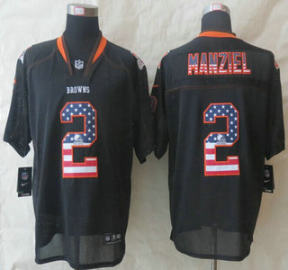 Nike Cleveland Browns #2 Johnny Manziel 2014 USA Flag Fashion Black Elite Jersey