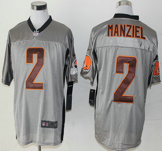 Nike Cleveland Browns #2 Johnny Manziel Grey Shadow Elite Jersey
