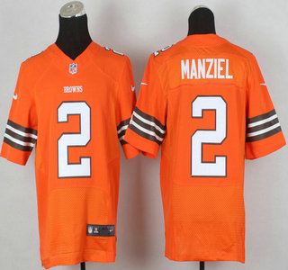 Nike Cleveland Browns #2 Johnny Manziel Orange Elite Jersey