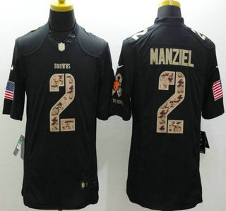 Nike Cleveland Browns #2 Johnny Manziel Salute to Service Black Limited Jersey