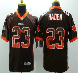 Nike Cleveland Browns #23 Joe Haden Drift Fashion Brown Elite Jersey
