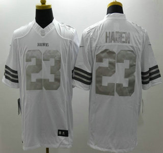 Nike Cleveland Browns #23 Joe Haden White Platinum Limited Jersey